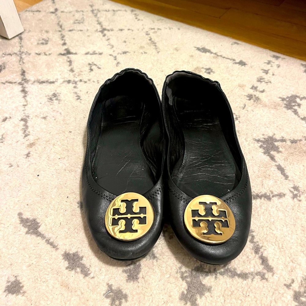 Tory Burch Minnie flats - black, size 9